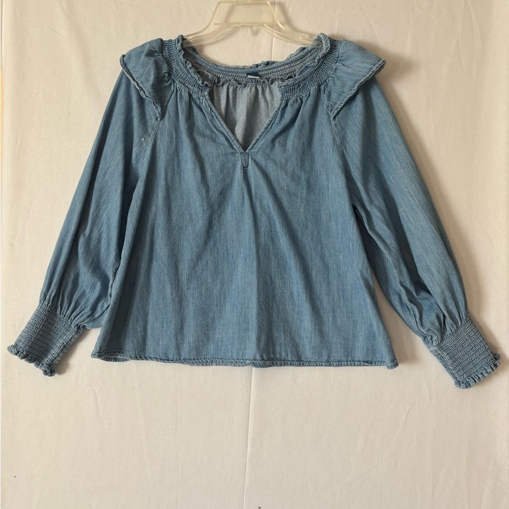 Old Navy Light Blue Denim Blouse